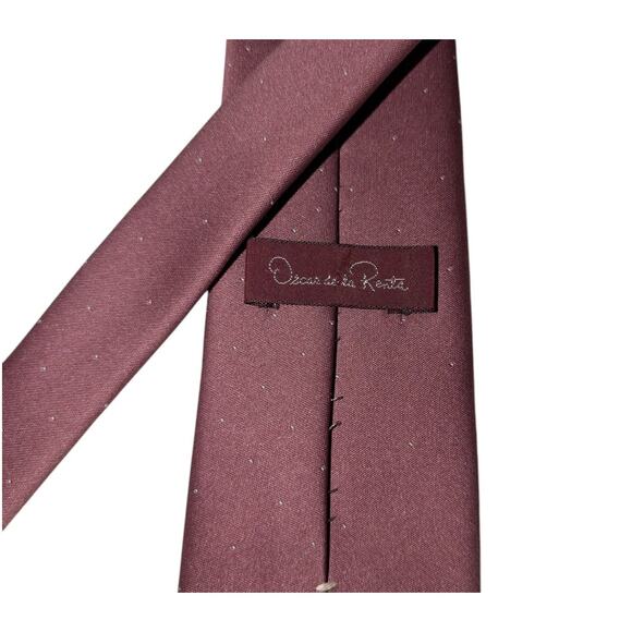 Oscar De La Renta Men's‎ Necktie Pink Purple Mauve Dot Classic Event Wedding - Picture 2 of 4